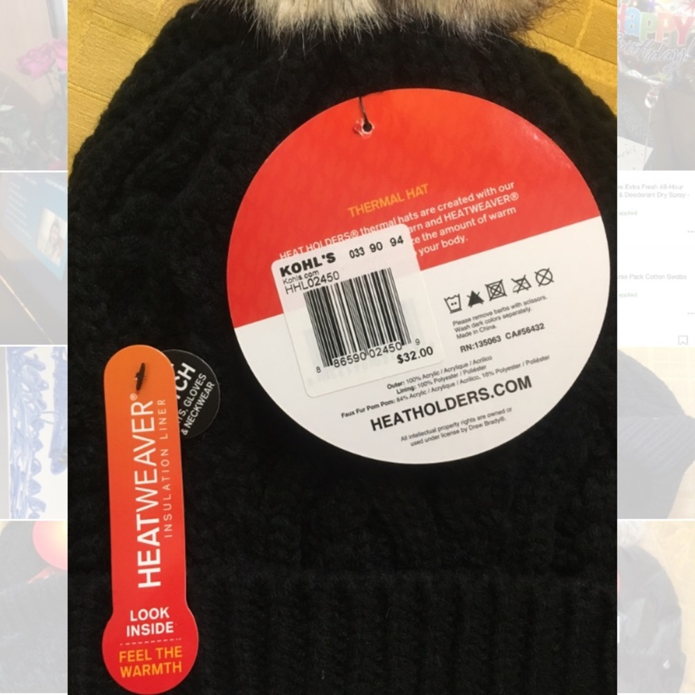 Women's🧣🧤Heat Holders Cable Knit  Pom Pom Beanie - Picture 5 of 6